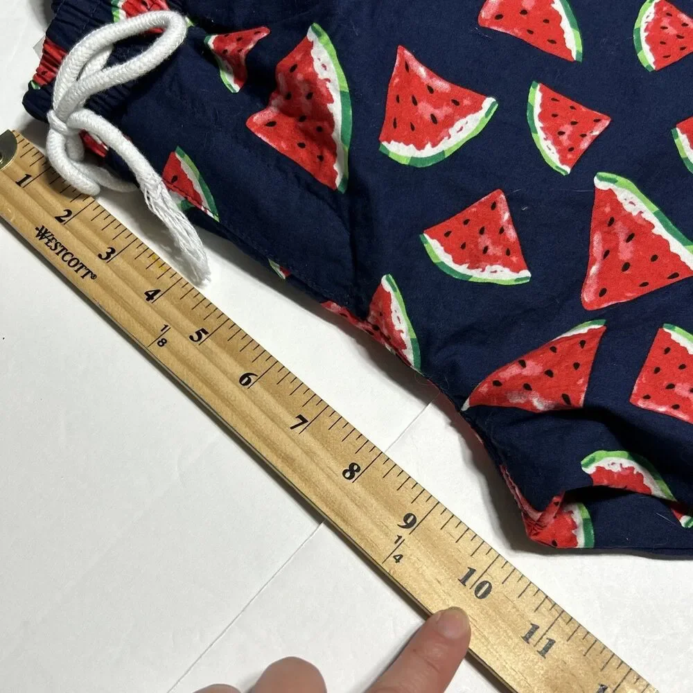 Jogal Watermelon Mens Shorts Sz Medium Navy Blue Red Drawstring Elastic Hawaiian